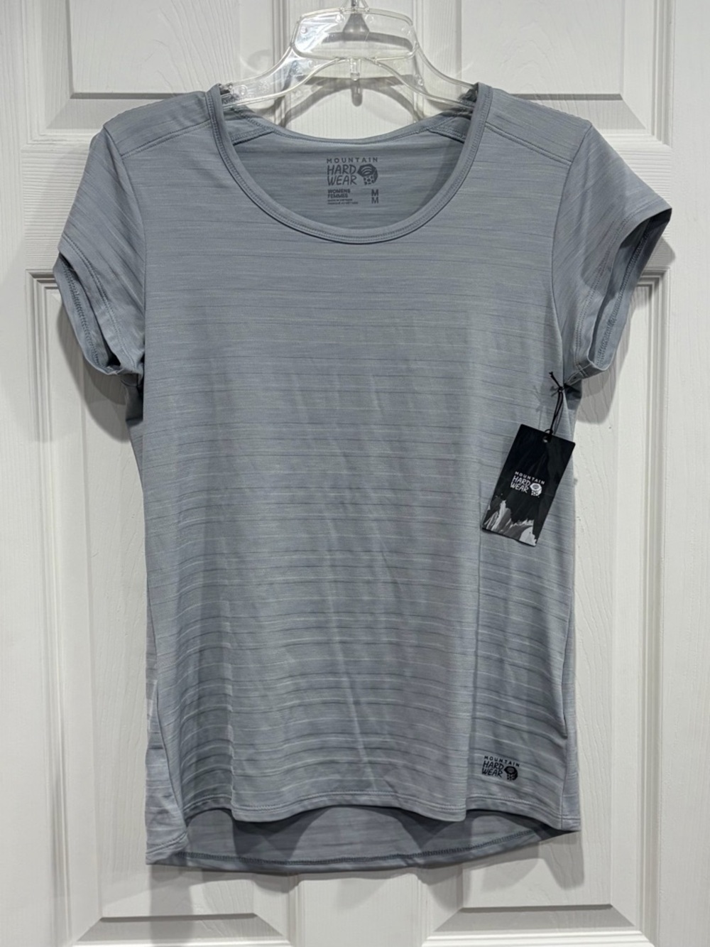 Mountain Hardwear Women's Medium Mighty Stripe T-Shirt Grey NWT Performance